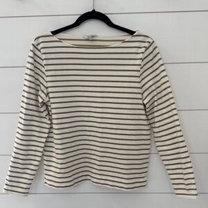 Joules Striped Long Sleeve Top - White and gold